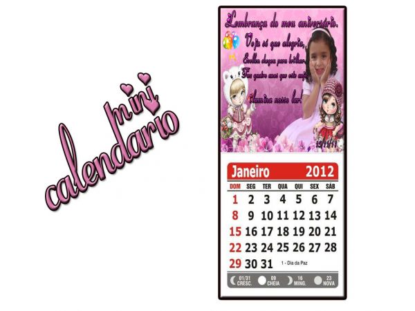 mini calendario da joli